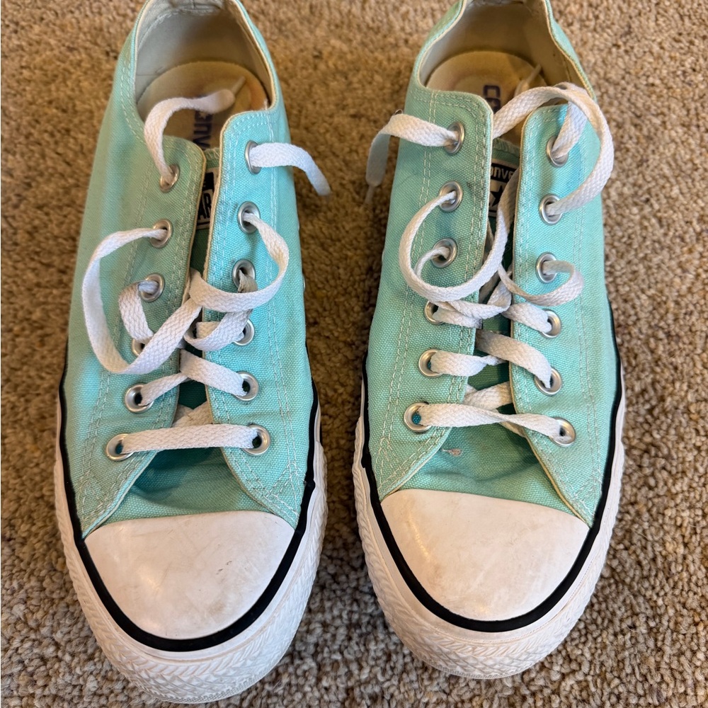 Converse Aqua Canvas Sneakers with White Accents